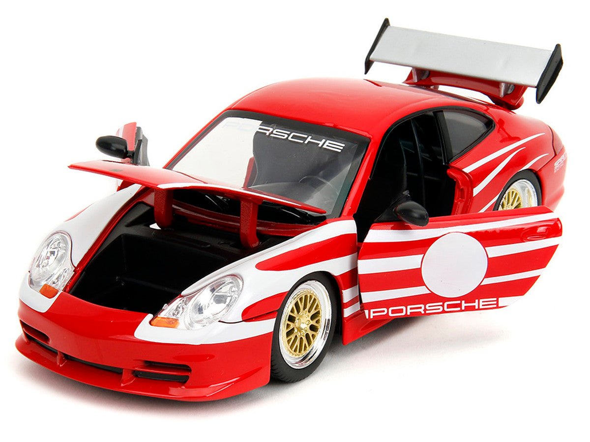 Porsche 911 GT3 (996) Red with White Graphics "Hyper-Spec" Series 1/24 Diecast Model Car by Jada-2