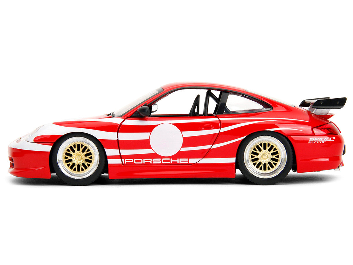 Porsche 911 GT3 (996) Red with White Graphics "Hyper-Spec" Series 1/24 Diecast Model Car by Jada-3