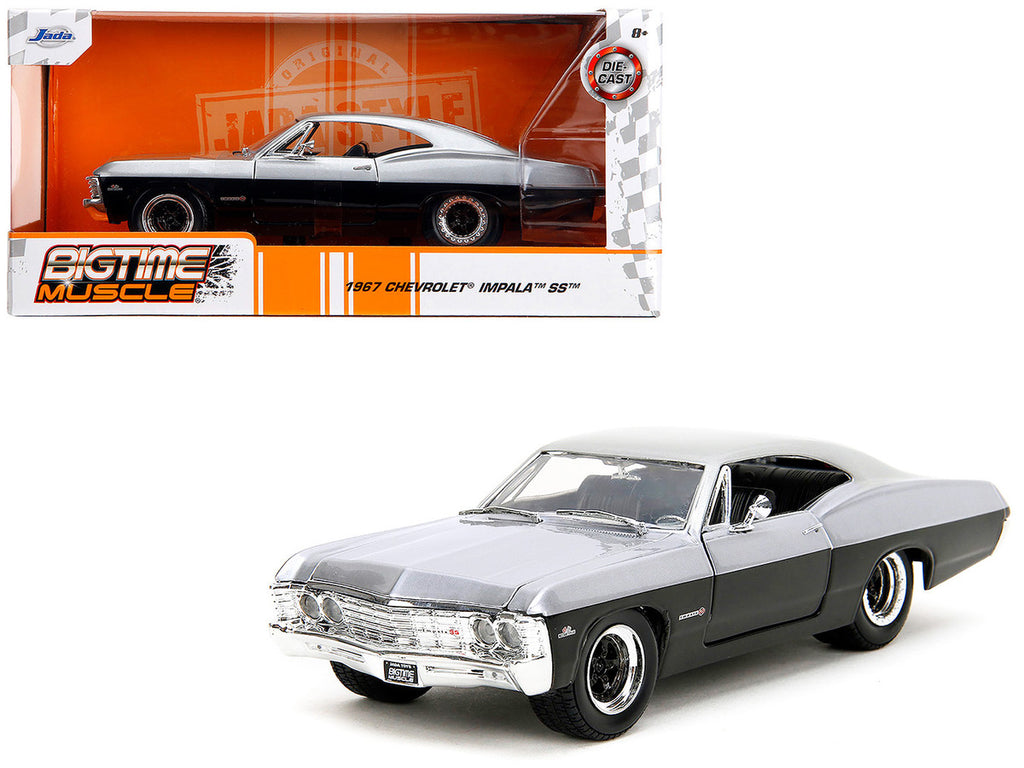 1967 Chevrolet Impala SS Silver Metallic and Black "Bigtime Muscle" Series 1/24 Diecast Model Car by Jada-4