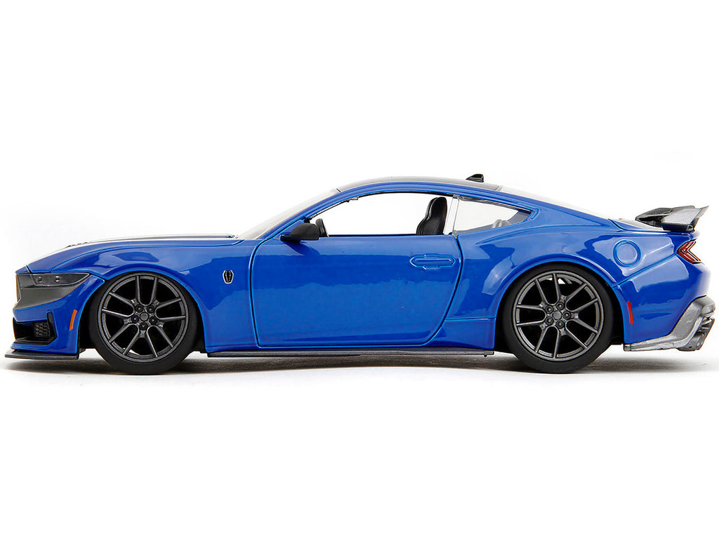 2024 Ford Mustang Dark Horse Blue Metallic with Black and Gray Stripes "Bigtime Muscle" Series 1/24 Diecast Model Car by Jada-0