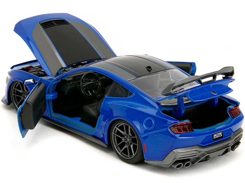 2024 Ford Mustang Dark Horse Blue Metallic with Black and Gray Stripes "Bigtime Muscle" Series 1/24 Diecast Model Car by Jada-3
