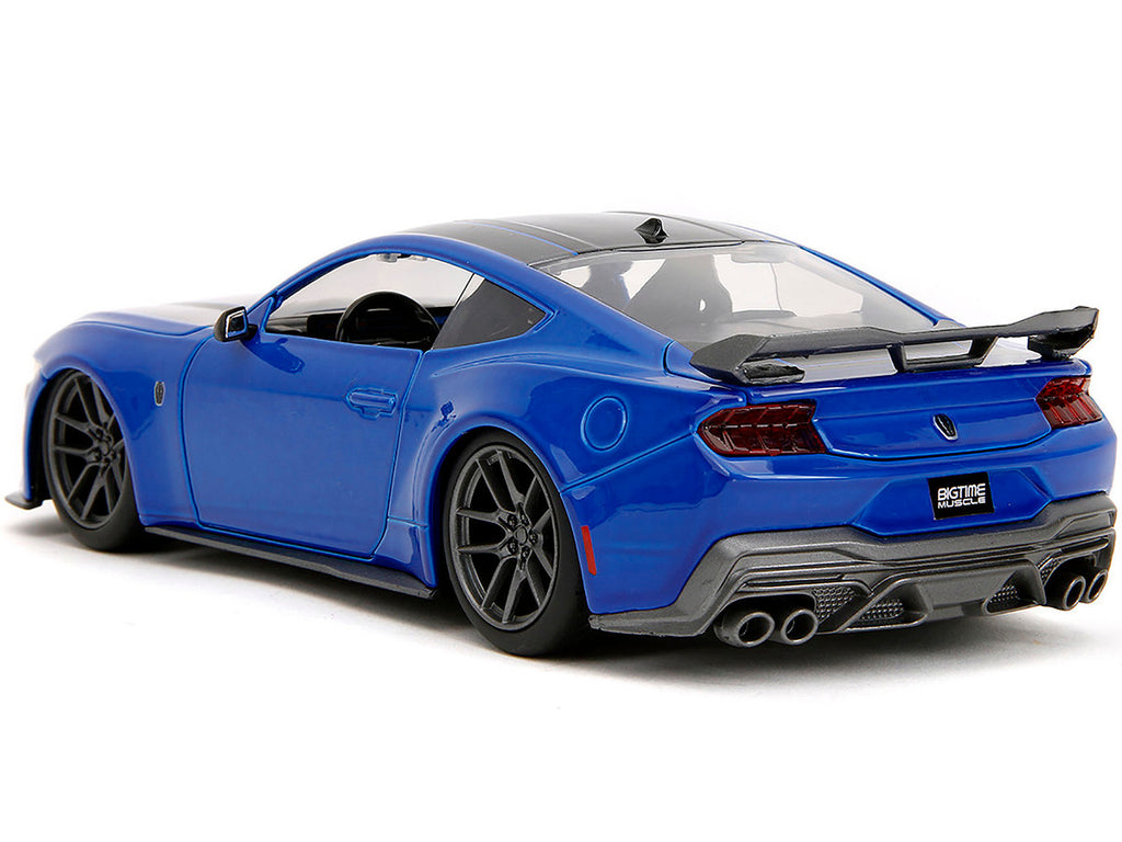 2024 Ford Mustang Dark Horse Blue Metallic with Black and Gray Stripes "Bigtime Muscle" Series 1/24 Diecast Model Car by Jada-1