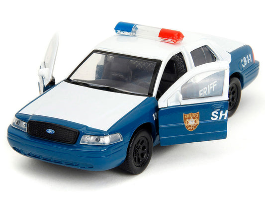 Rick Grimes' Ford Crown Victoria "Sheriff" Blue and White "The Walking Dead" (2010-2022) TV Series "Hollywood Rides" Series 1/32 Diecast Model Car by Jada-1