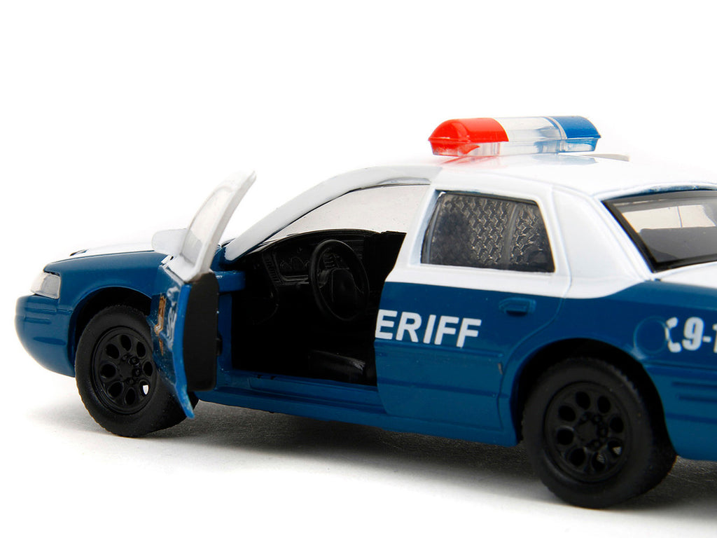Rick Grimes' Ford Crown Victoria "Sheriff" Blue and White "The Walking Dead" (2010-2022) TV Series "Hollywood Rides" Series 1/32 Diecast Model Car by Jada-2