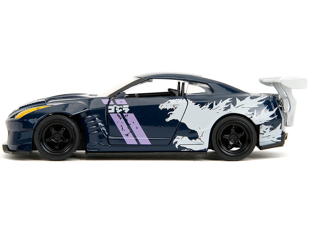2009 Nissan GT-R (R35) Ben Sopra Dark Blue with Graphics "Godzilla" "Hollywood Rides" Series 1/32 Diecast Model Car by Jada-2