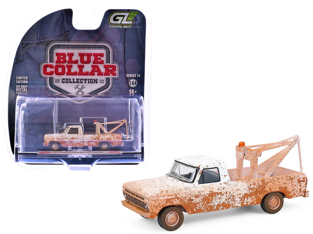 1973 Ford F-100 Tow Truck White (Weathered) "Blue Collar Collection" Series 14 1/64 Diecast Model Car by Greenlight-4