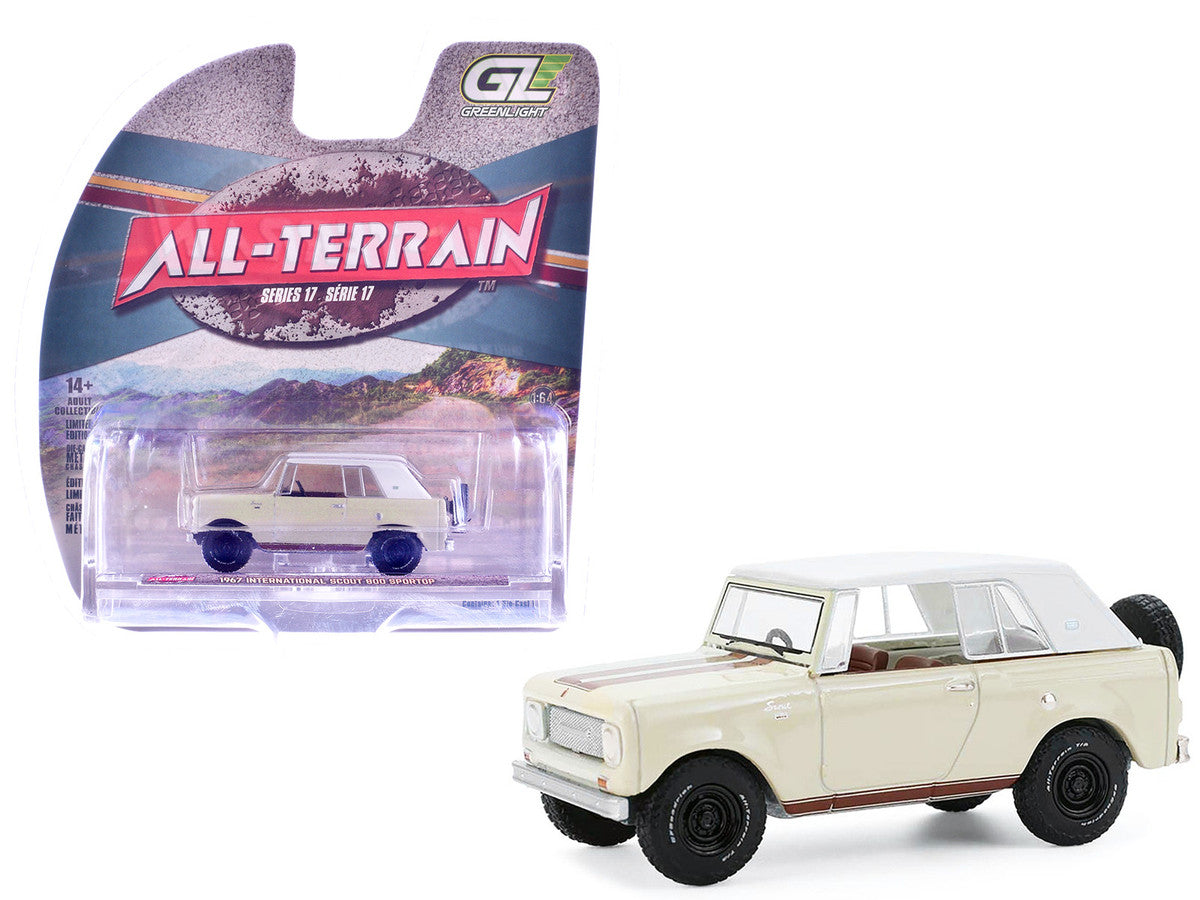 1967 International Scout 800 Sportop Cream with Brown Stripes and White Top "All Terrain" Series 17 1/64 Diecast Model Car by Greenlight-4