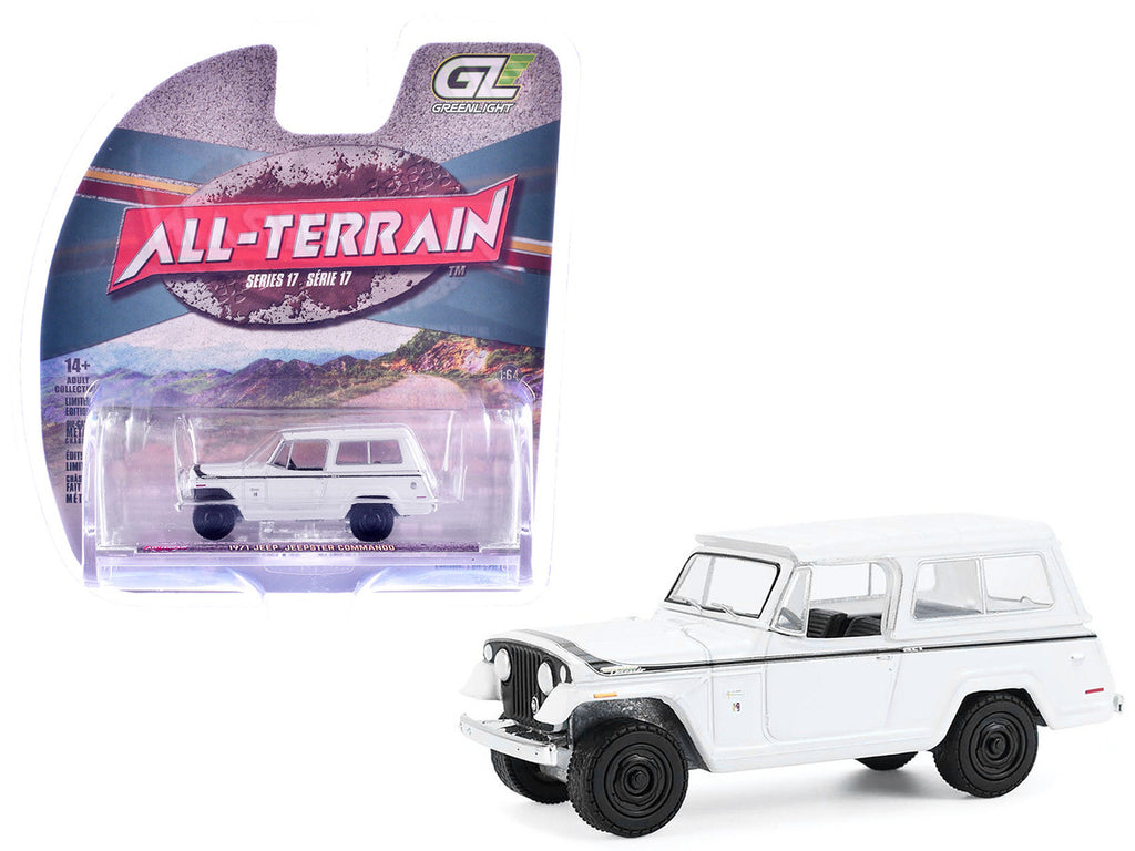 1971 Jeep Jeepster Commando White with Black Stripes "All Terrain" Series 17 1/64 Diecast Model Car by Greenlight-4