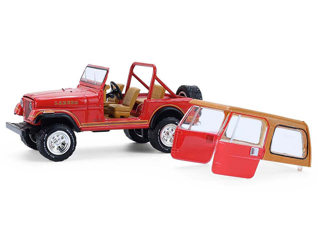 1980 Jeep CJ-7 Laredo Red with Tan Top "All Terrain" Series 17 1/64 Diecast Model Car by Greenlight-0