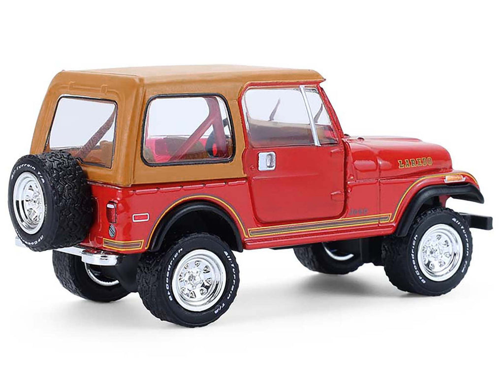1980 Jeep CJ-7 Laredo Red with Tan Top "All Terrain" Series 17 1/64 Diecast Model Car by Greenlight-2
