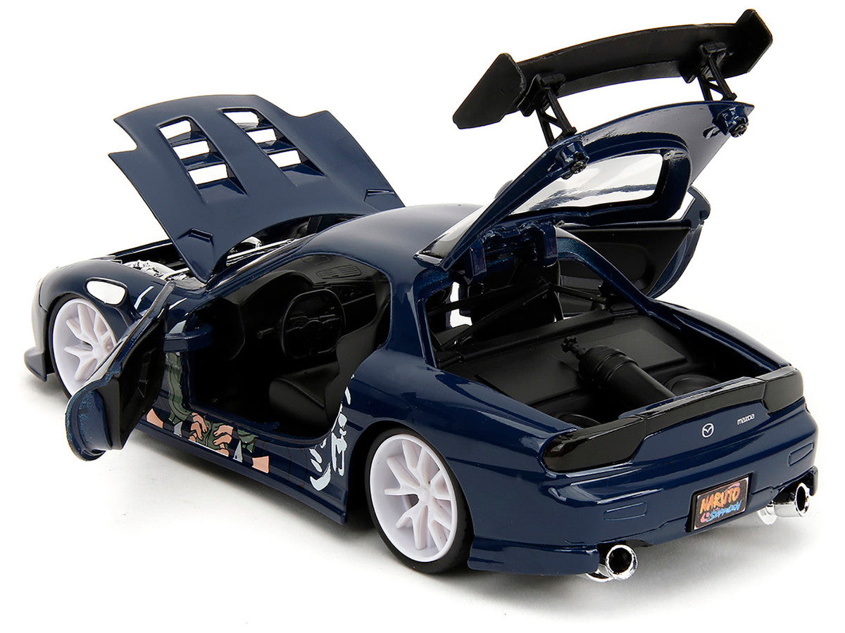 1993 Mazda RX-7 Dark Blue with Graphics and Kakashi Hatake Diecast Figure "Naruto Shippuden" (2009-2017) TV Series "Anime Hollywood Rides" Series 1/24 Diecast Model Car by Jada-3