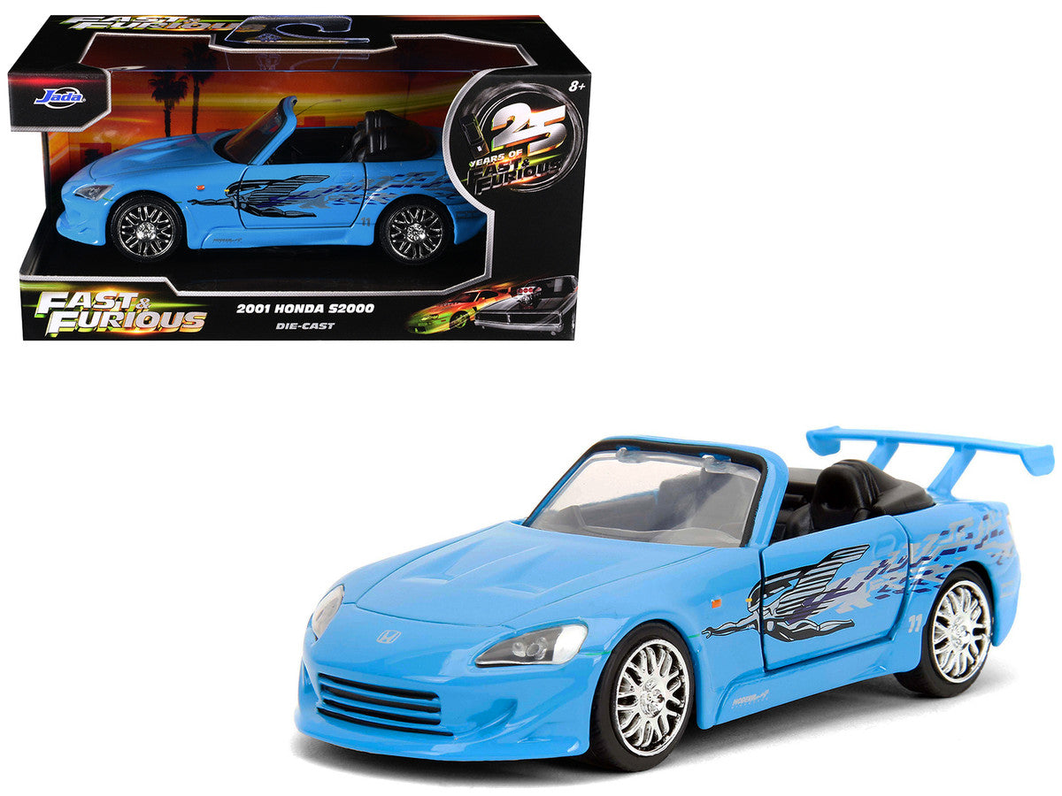 2001 Honda S2000 Convertible Blue with Graphics "Fast & Furious Remix - 25th Anniversary" Series  1/32 Diecast Model Car by Jada-4