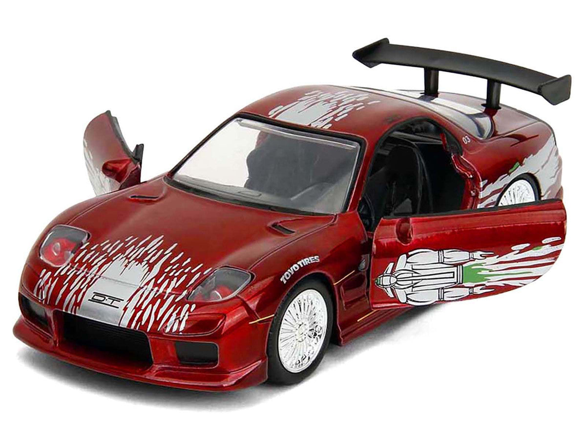 Dom's Mazda RX-7 Candy Red with Graphics "The Fast and the Furious" (2001) Movie "25 Years of Fast & Furious" Series 1/32 Diecast Model Car by Jada-0