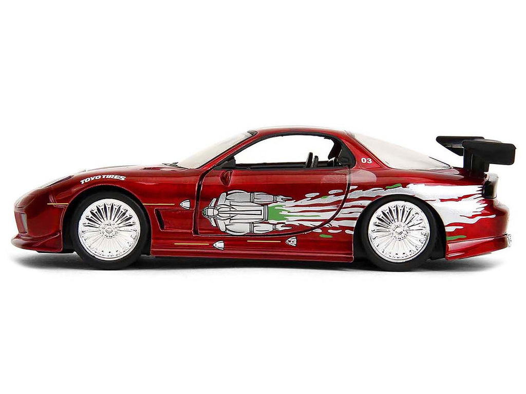 Dom's Mazda RX-7 Candy Red with Graphics "The Fast and the Furious" (2001) Movie "25 Years of Fast & Furious" Series 1/32 Diecast Model Car by Jada-1