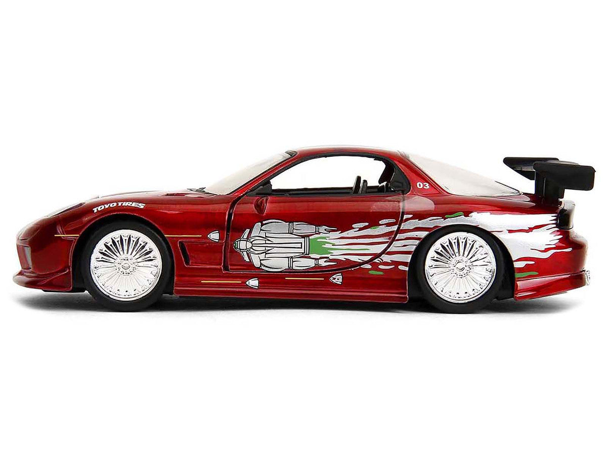 Dom's Mazda RX-7 Candy Red with Graphics "The Fast and the Furious" (2001) Movie "25 Years of Fast & Furious" Series 1/32 Diecast Model Car by Jada-1