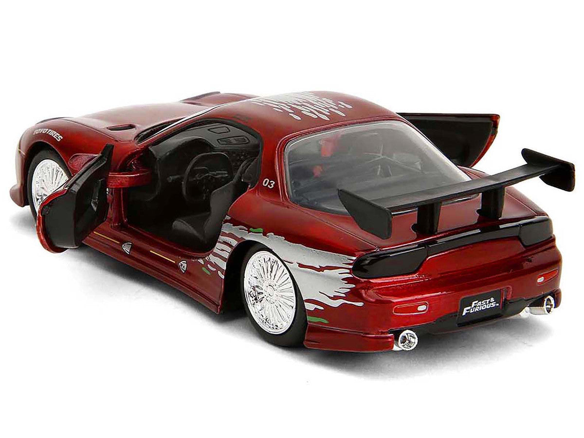 Dom's Mazda RX-7 Candy Red with Graphics "The Fast and the Furious" (2001) Movie "25 Years of Fast & Furious" Series 1/32 Diecast Model Car by Jada-3