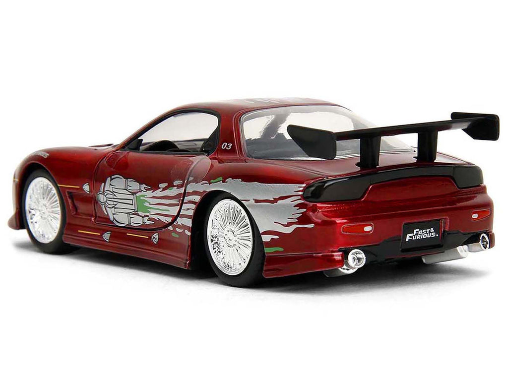 Dom's Mazda RX-7 Candy Red with Graphics "The Fast and the Furious" (2001) Movie "25 Years of Fast & Furious" Series 1/32 Diecast Model Car by Jada-2