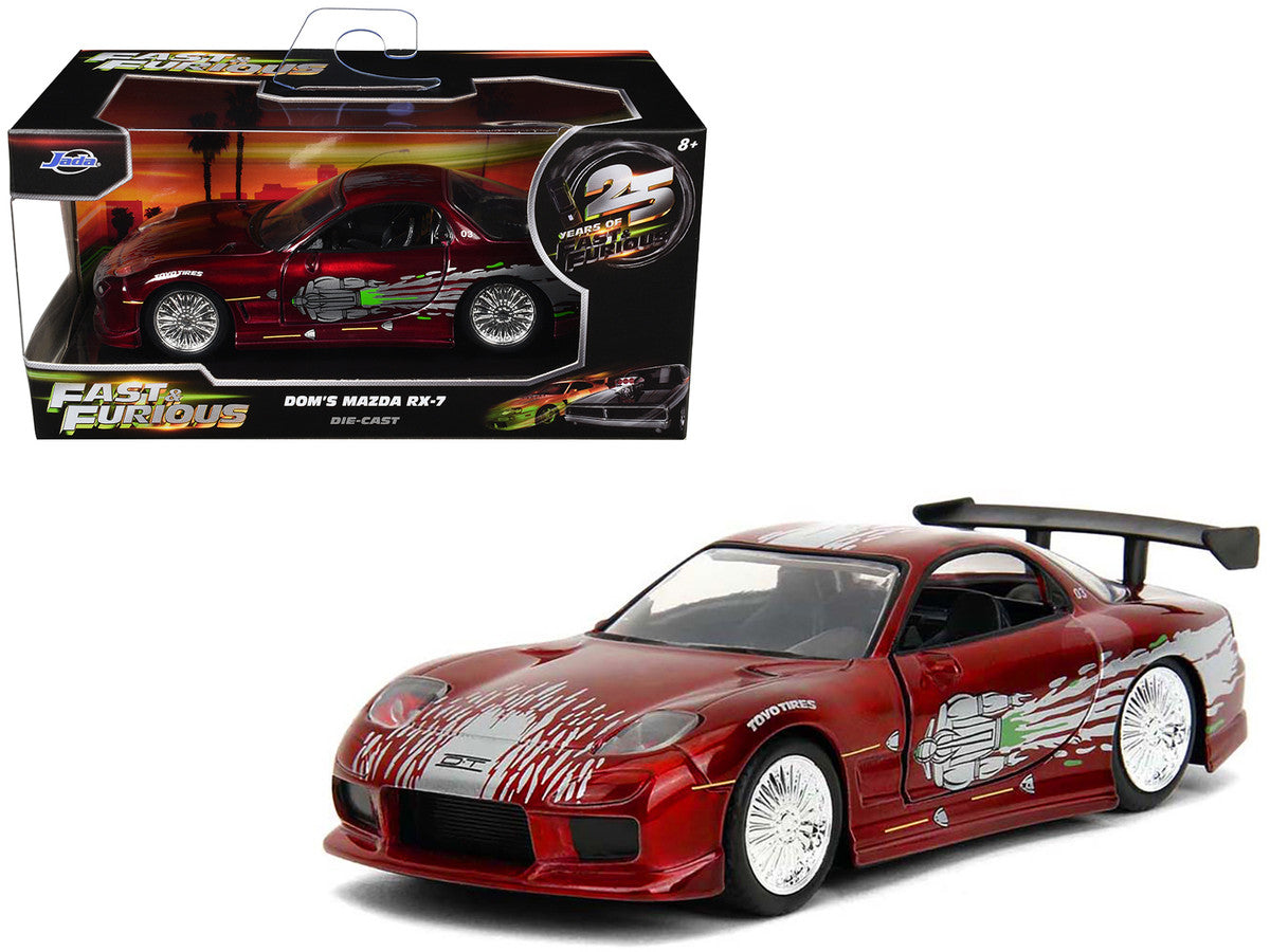 Dom's Mazda RX-7 Candy Red with Graphics "The Fast and the Furious" (2001) Movie "25 Years of Fast & Furious" Series 1/32 Diecast Model Car by Jada-4