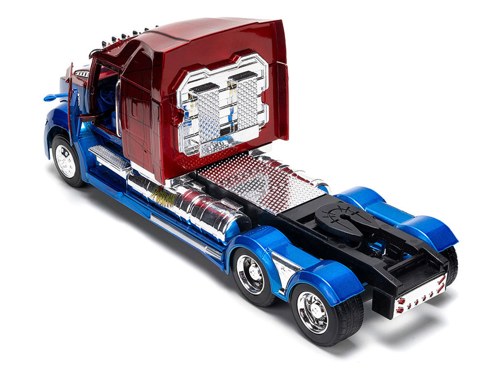 Western Star 57X Truck Tractor "Spider-Man" Blue and Red Metallic "Hollywood Rides" Series 1/24 Diecast Model by Jada-3