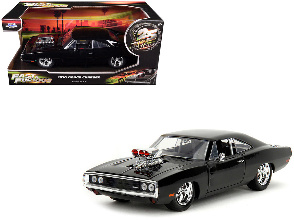 1970 Dodge Charger Black with Race Interior "The Fast and the Furious" (2001) Movie "25 Years of Fast & Furious" Series 1/24 Diecast Model Car by Jada-4