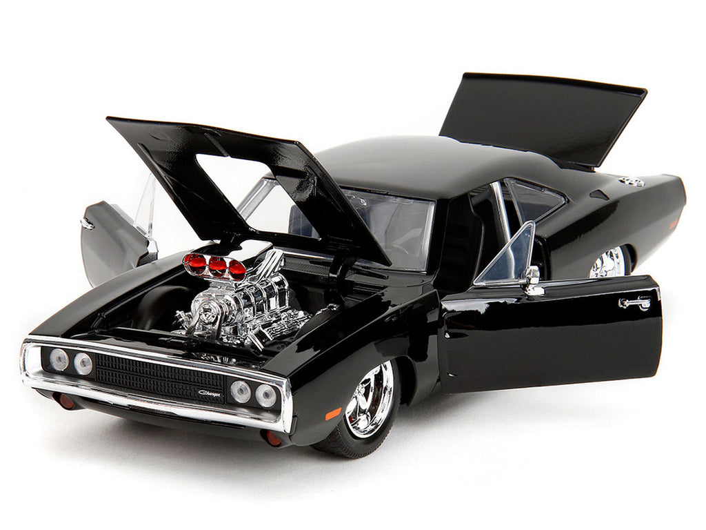 1970 Dodge Charger Black with Race Interior "The Fast and the Furious" (2001) Movie "25 Years of Fast & Furious" Series 1/24 Diecast Model Car by Jada-1
