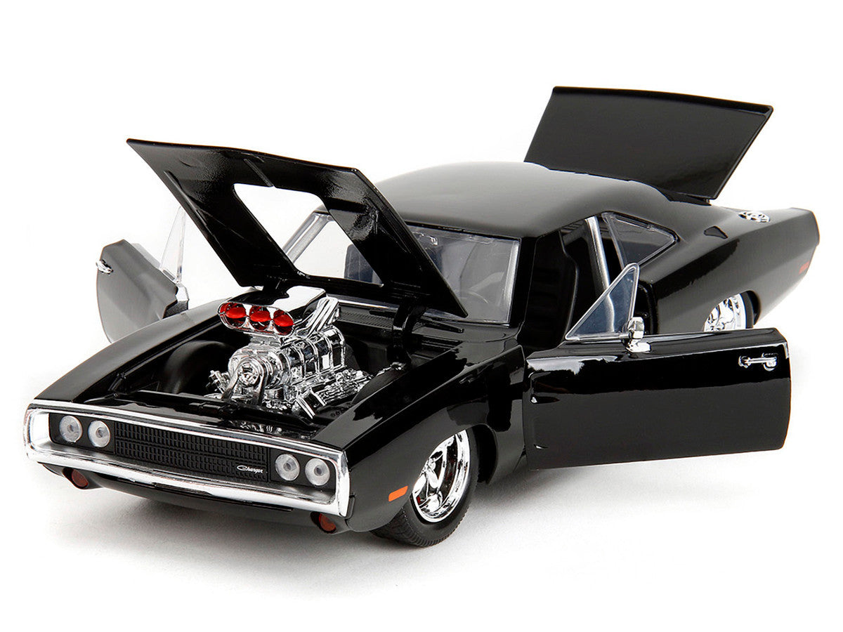1970 Dodge Charger Black with Race Interior "The Fast and the Furious" (2001) Movie "25 Years of Fast & Furious" Series 1/24 Diecast Model Car by Jada-1