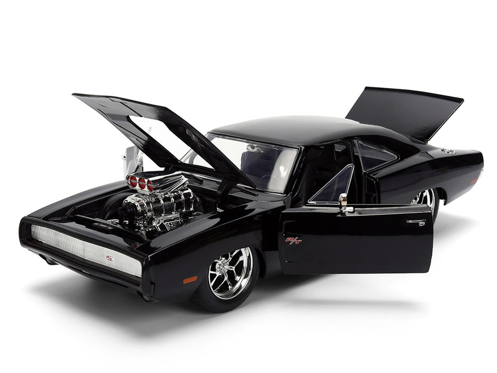 1970 Dodge Charger R/T Black "Furious 7" (2015) Movie "Fast & Furious" Series 1/24 Diecast Model Car by Jada-1