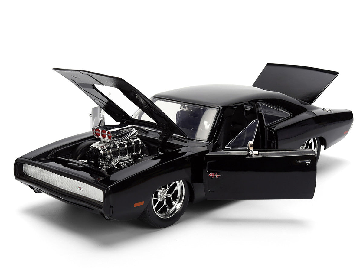 1970 Dodge Charger R/T Black "Furious 7" (2015) Movie "Fast & Furious" Series 1/24 Diecast Model Car by Jada-1