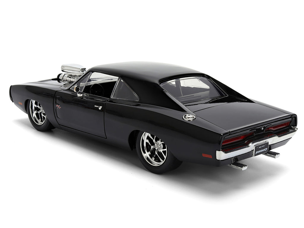 1970 Dodge Charger R/T Black "Furious 7" (2015) Movie "Fast & Furious" Series 1/24 Diecast Model Car by Jada-3