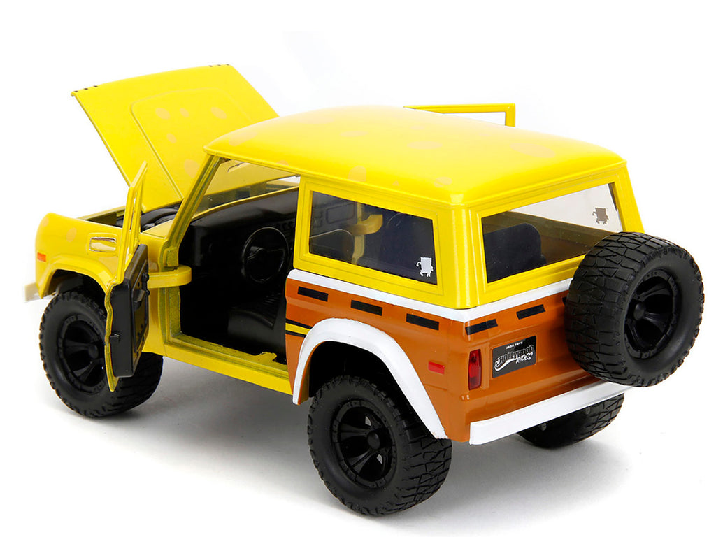 1973 Ford Bronco Yellow with Graphics and SpongeBob SquarePants Diecast Figure "SpongeBob SquarePants" (1999–Current) TV Series "Hollywood Rides" Series 1/24 Diecast Model Car by Jada-3