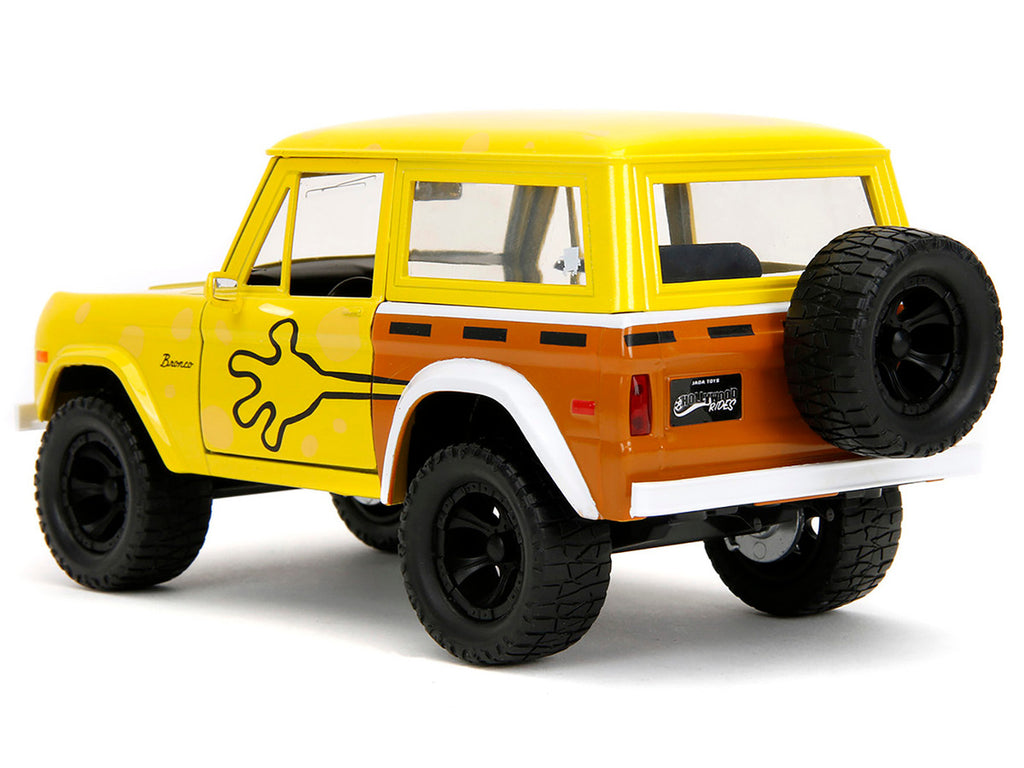 1973 Ford Bronco Yellow with Graphics and SpongeBob SquarePants Diecast Figure "SpongeBob SquarePants" (1999–Current) TV Series "Hollywood Rides" Series 1/24 Diecast Model Car by Jada-2