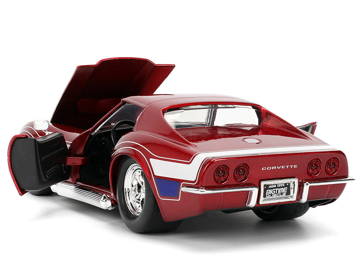 1969 Chevrolet Corvette Stingray ZL1 Red Metallic with Stars and Stripes Graphics "Bigtime Muscle" Series 1/24 Diecast Model Car by Jada-1