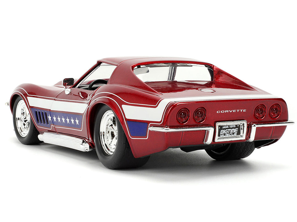 1969 Chevrolet Corvette Stingray ZL1 Red Metallic with Stars and Stripes Graphics "Bigtime Muscle" Series 1/24 Diecast Model Car by Jada-3