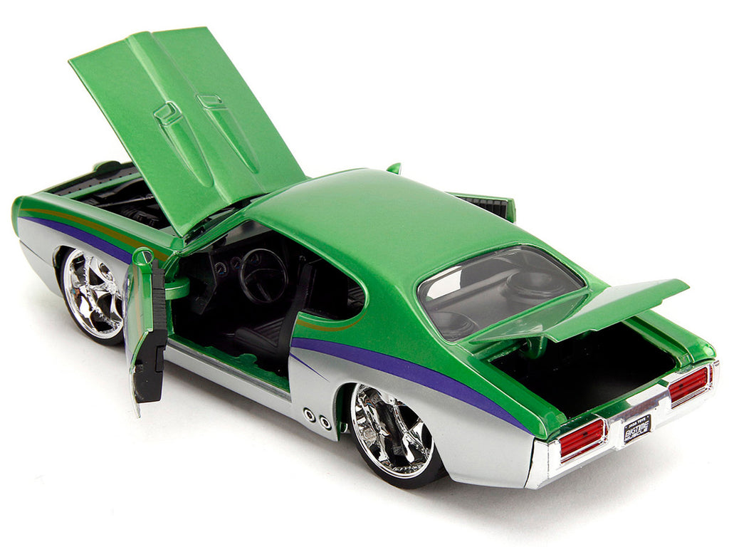 1969 Pontiac GTO Judge Green Metallic and Silver with Stripes "Bigtime Muscle" Series 1/24 Diecast Model Car by Jada-2