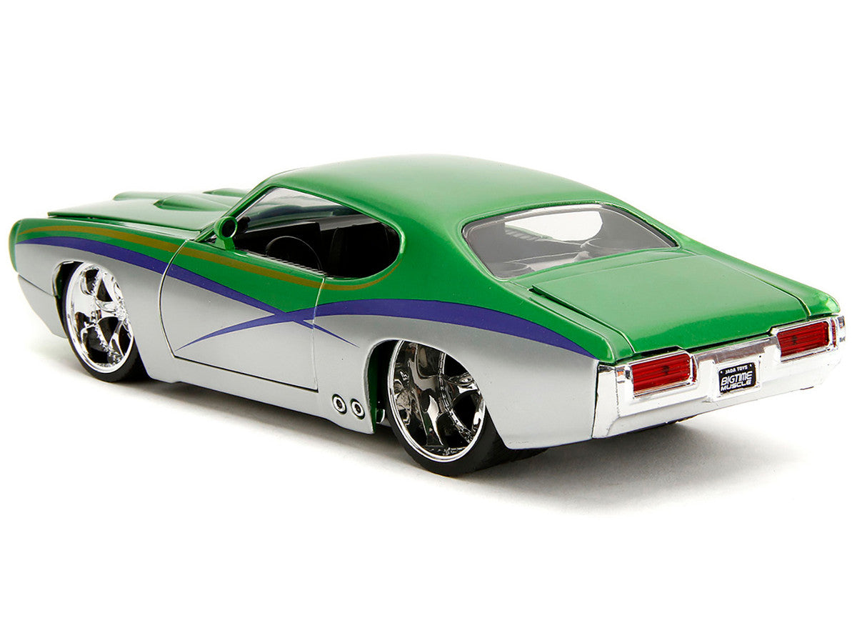 1969 Pontiac GTO Judge Green Metallic and Silver with Stripes "Bigtime Muscle" Series 1/24 Diecast Model Car by Jada-3