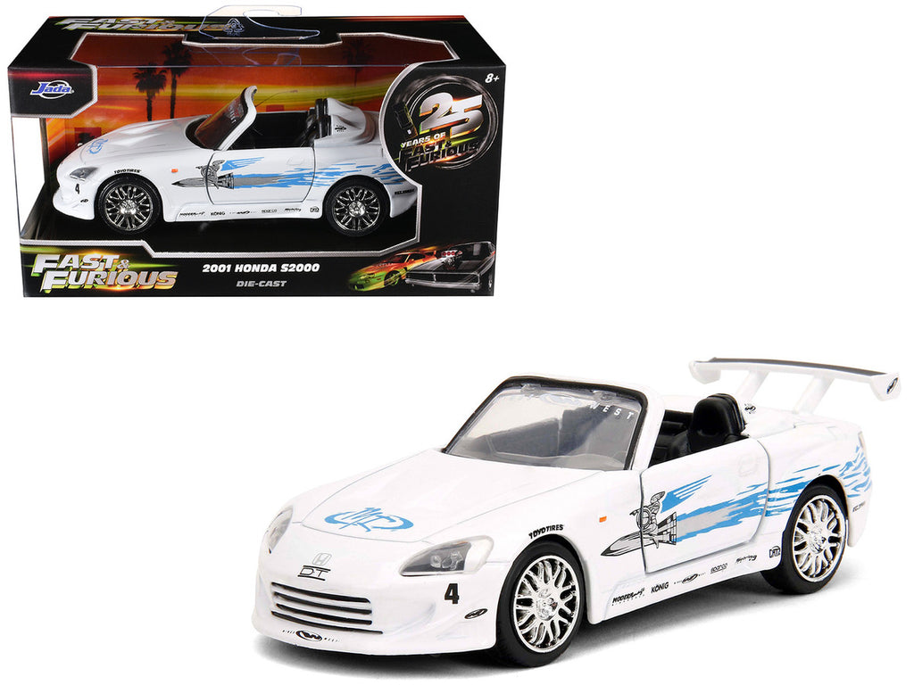 2001 Honda S2000 Convertible White with Graphics "Fast & Furious Remix - 25th Anniversary" Series 1/32 Diecast Model Car by Jada-0