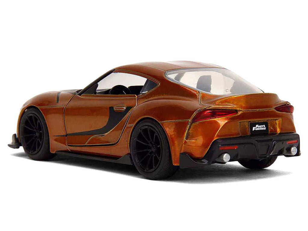 2020 Toyota Supra Orange Metallic with Black Stripes "F9" (2021) Movie "Fast & Furious" Series 1/32 Diecast Model Car by Jada-2