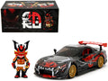 1993 Mazda RX-7 Black with Graphics "Lab Monkeys" with Saru Diecast Figure "Hollywood Rides" Series 1/24 Diecast Model Car by Jada-0