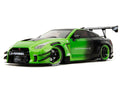 Nissan GT-R (R35) Liberty Walk Body Kit 2.0 RHD (Right Hand Drive) Green and Matt Black "Pink Slips" Series 1/18 Diecast Model Car by Jada-0
