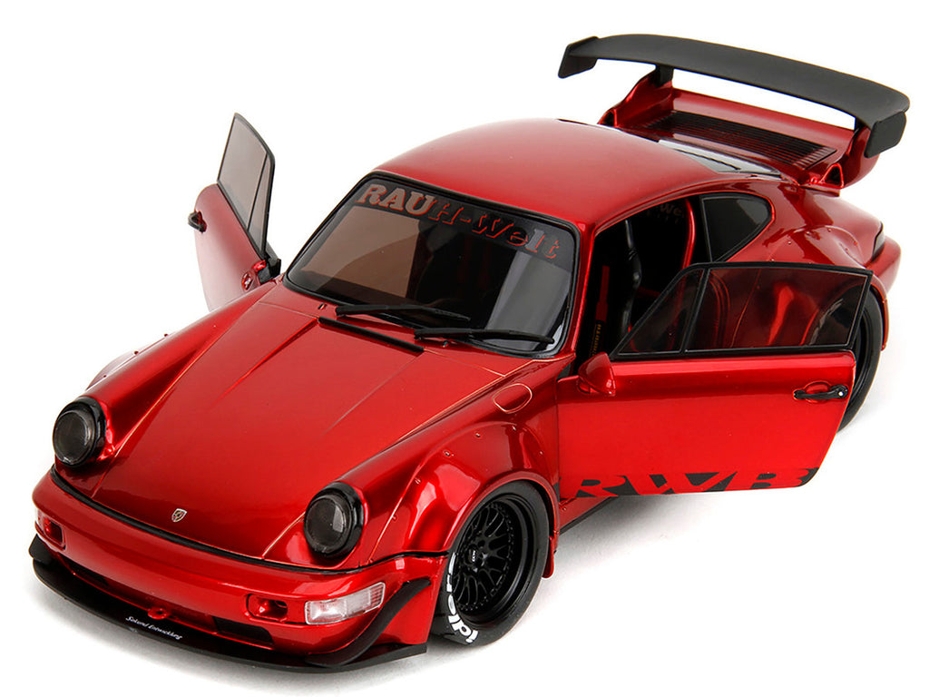 RWB Body Kit Red Metallic with Black Stripes "Pink Slips" Series 1/18 Diecast Model Car by Jada-3