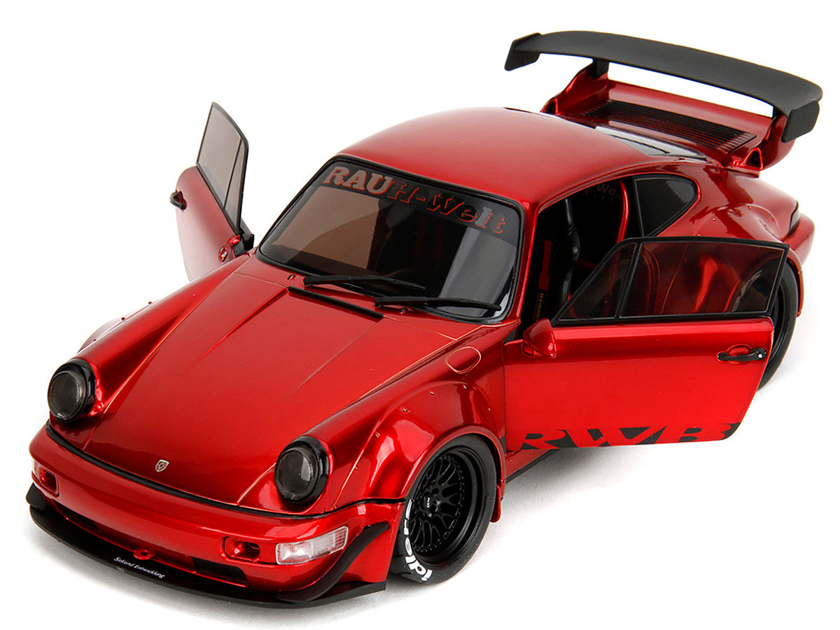 RWB Body Kit Red Metallic with Black Stripes "Pink Slips" Series 1/18 Diecast Model Car by Jada-3