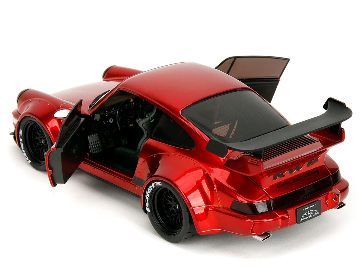 RWB Body Kit Red Metallic with Black Stripes "Pink Slips" Series 1/18 Diecast Model Car by Jada-2
