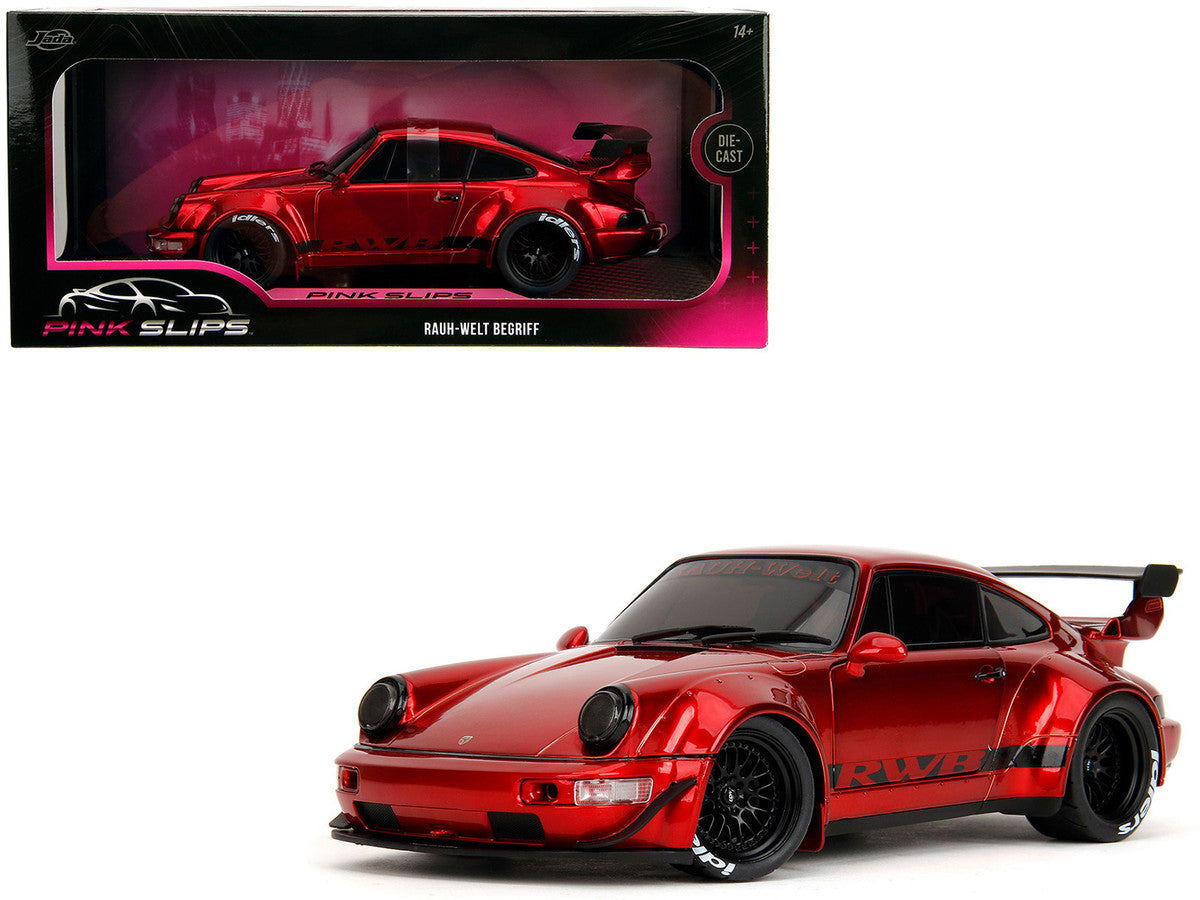 RWB Body Kit Red Metallic with Black Stripes "Pink Slips" Series 1/18 Diecast Model Car by Jada-4