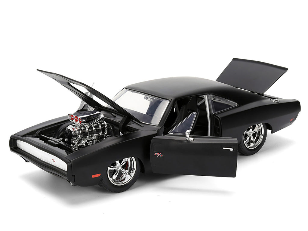1970 Dodge Charger R/T Matt Black "Fast & Furious" (2009) Movie "Fast & Furious" Series 1/24 Diecast Model Car by Jada-1