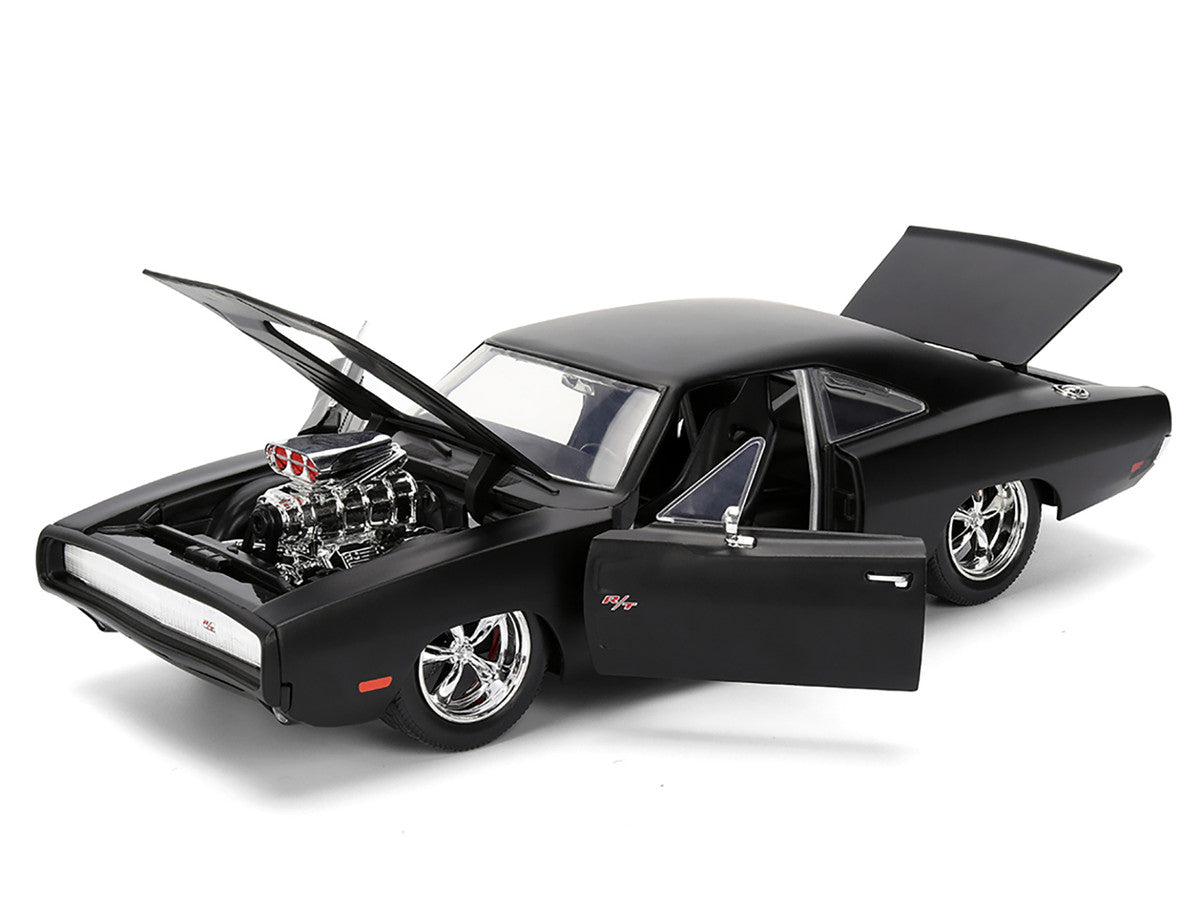 1970 Dodge Charger R/T Matt Black "Fast & Furious" (2009) Movie "Fast & Furious" Series 1/24 Diecast Model Car by Jada-1