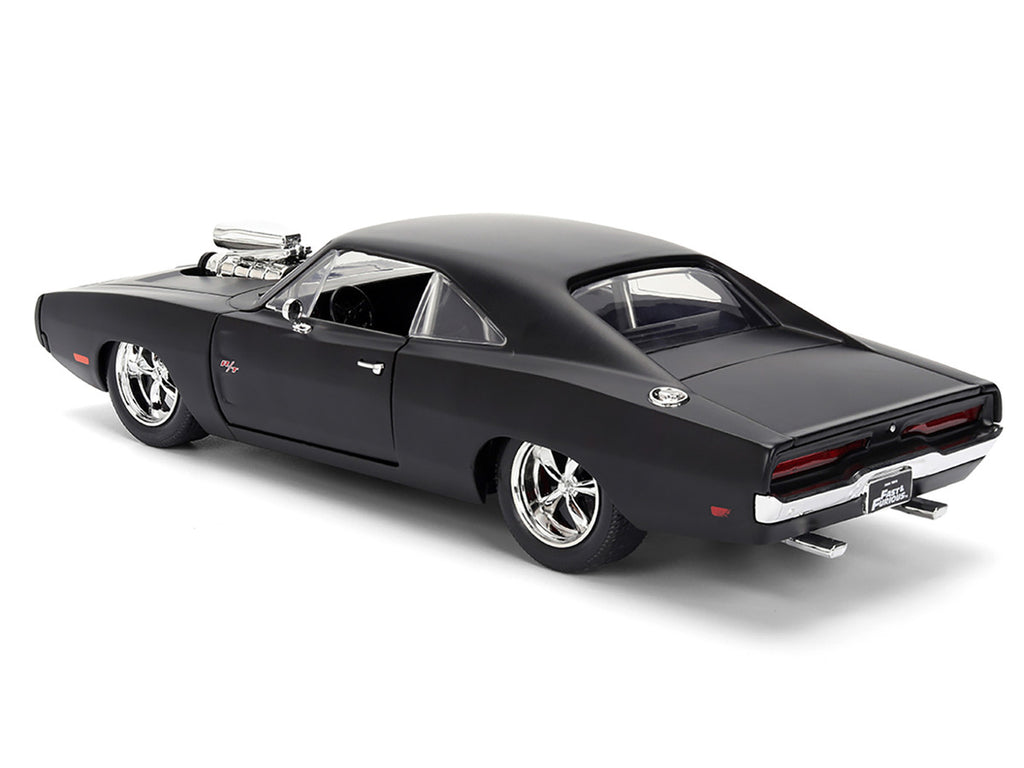 1970 Dodge Charger R/T Matt Black "Fast & Furious" (2009) Movie "Fast & Furious" Series 1/24 Diecast Model Car by Jada-3