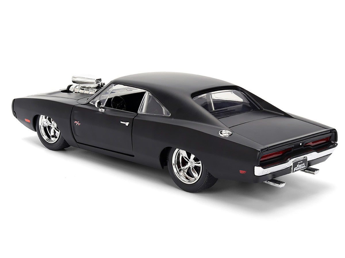 1970 Dodge Charger R/T Matt Black "Fast & Furious" (2009) Movie "Fast & Furious" Series 1/24 Diecast Model Car by Jada-3