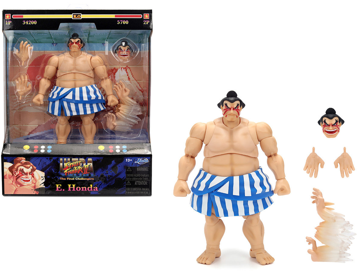 E. Honda 6.5" Moveable Figure with Accessories and Alternate Head and Hands "Ultra Street Fighter II: The Final Challengers" (2017) Video Game Model by Jada-0