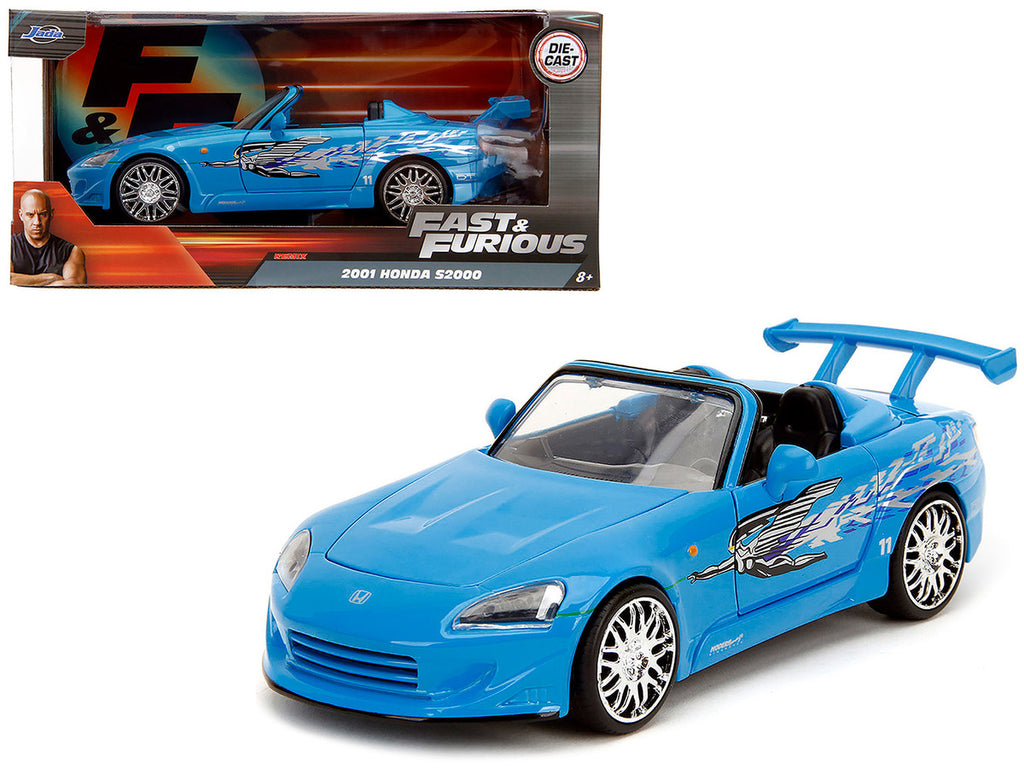 2001 Honda S2000 Convertible Blue with Graphics "Fast & Furious Remix" Series 1/24 Diecast Model Car by Jada-4