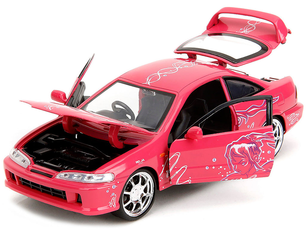 1995 Honda Integra Type R Pink with Graphics "Fast & Furious Remix" Series 1/24 Diecast Model Car by Jada-2